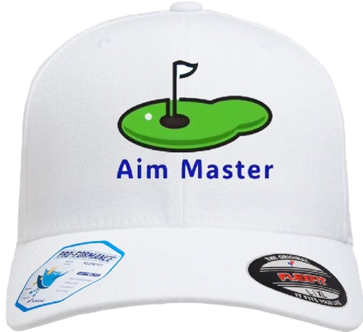Fitted White Cap Embroidered with Aim Master Logo. 100% Polyester and Cotton