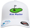 Fitted White Cap Embroidered with Aim Master Logo. 100% Polyester and Cotton